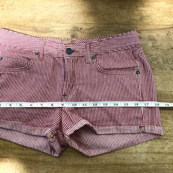 100% Cotton Low Rise Short Shorts Red and White stripe Size 4 - Picture 8 of 15